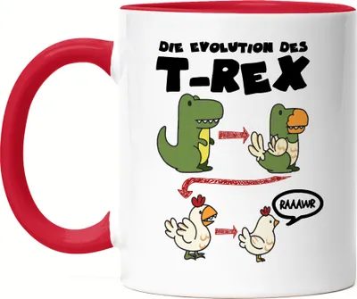 Produktbild von Die Evolution Des T-Rex Tasse Rot Vom T-Rex Zum Huhn Dinosaurier Geschenkidee Lustig