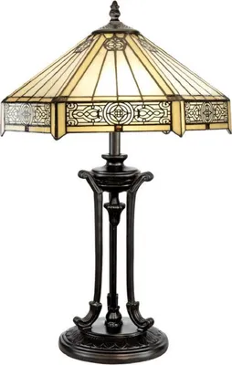 Produktbild von Casa Padrino Luxus Tiffany Tischleuchte Mehrfarbig Ø 40 x H. 59 cm - Tiffany Schreibtischleuchte - Wohnzimmer Deko Leuchte - Scheibtisch Deko Leuchte - Luxus Tiffany Leuchten
