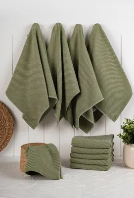 Produktbild von Hermia Concept, Eloise - Dark Green, Küchenhandtuch-Set (10-teilig), 90 % BAUMWOLLE / 10 % POLYESTER, Dunkelgrün, 43 x 76 x 3 cm