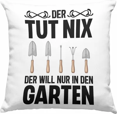 Produktbild von Trendation - Der Tut Nix Gärtner Deko-Kissen mit Füllung 40x40 mit Spruch Garten Hobbygärtner Geschenk Lustig (Blau)