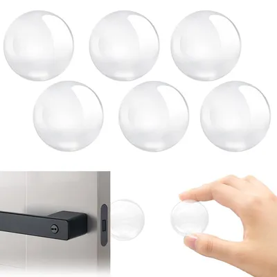 Produktbild von Türstopper-Wandschutz, 6 Stück, transparente Türstopper, selbstklebende Türgriffpuffer, runde, weiche Gummistopper, Türstopperpads für Schränke, Wände und Türgriffe