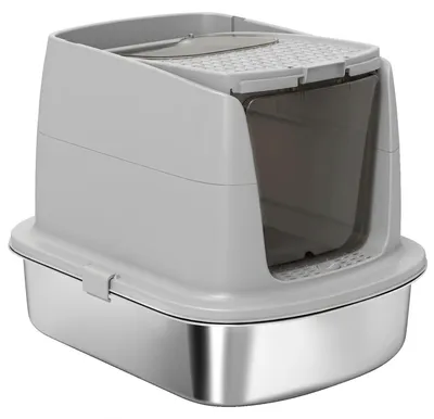 Produktbild von PawHut Katzenklo, Katzentoilette mit Deckel, Streuschaufel, Wanne aus Edelstahl