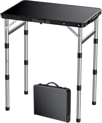 Obrázok produktu pre Skladací kempingový stôl 58 x 40 cm, 3 výšky 26, 48, 70 cm, vodotesný, pre záhradu