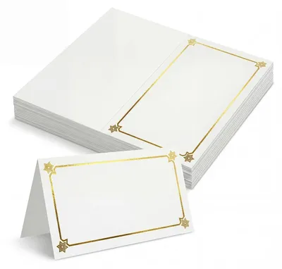 Tafelkarten mit Goldfolienrand, 50 Stück, 5 x 9 cm, für Hochzeit & Feiern