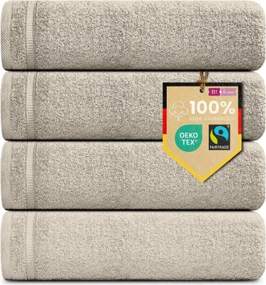 Produktbild von 4er Set Gästehandtücher Plain grau-beige 30x50 : Grau-Beige : 30x50