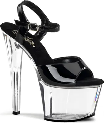 Produktbild von Pleaser USA - Extrem Plateau Sandaletten aus Lack Sky-309 schwarz klar Gr. 46