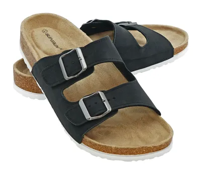 Produktbild von + Pantoletten Sandalen Hausschuhe Schlappen Clogs Kork Fußbett Gr.36-49