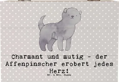 Produktbild von Mr. & Mrs. Panda Erinnerungsbox Affenpinscher Charmeur 22 x 15 cm - Grau Pastell - Geschenk, Hunderasse, geschenkkiste, kleiner Hund, pflegeleicht, fotobox, Geschenkbox