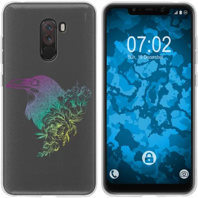 Produktbild von PhoneNatic Case kompatibel mit Xiaomi Pocophone F1 Silikon-Hülle Floral Rabe M4-4