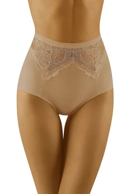 Produktbild von Wolbar damen slip hoher bund shapewear spitze unterhose wb422, beige, m
