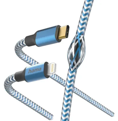 Produktbild von Hama Reflective, 1,5 m, Lightning, USB C, Männlich, Männlich, Blau
