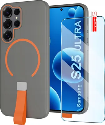 Immagine prodotto di Custodia con cinturino per dito opaco per Samsung S25 Ultra | per MagSafe + vetro