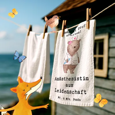 Produktbild von Mr. & Mrs. Panda Handtuch Anästhesistin Leidenschaft - Weiß - Geschenk, baumwolle, Spruch, Studium, Anästhesie, Klein, Frotteetuch, Krankenhaus, gäste wc, Gästetuch