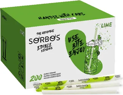 Image de SORBOS pailles comestibles - citron vert (200 pièces)