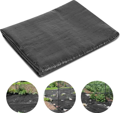 Produktbild von Unkrautvlies Gartenvlies 1m x 10m, 90g/m², Pflanzenschutz, wasserdurchlässig, UV-beständig, Schutz vor Wurzeln und Würmern, Unkrautfolie, Schwarz