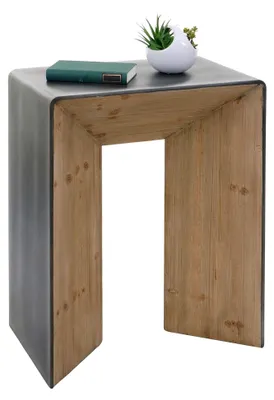 Produktbild von Konsolentisch, Telefontisch Beistelltisch, Industrial Massiv-Holz, 80x60x40cm Natur mit Metall-Optik