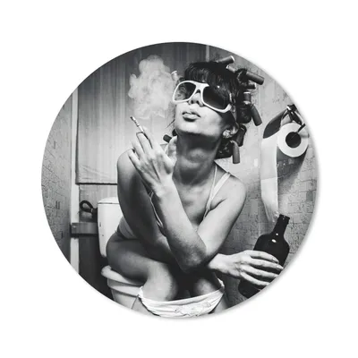 Produktbild von MuchoWow® Mauspad Mousepad Frau - Vintage - Lockenwickler - Toilette - Zigarette 20x20 cm - Mousepads - Maus Mat - Pad - Mausunterlage - Schreibtischmatte