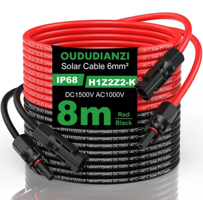 Productafbeelding van Zonnekabel 6 mm², 8 m PV Zonnepaneel Kabel, Verlengkabel Fotovoltaïsche Zonne-energie