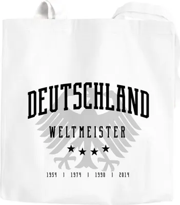 Produktbild von Jutebeutel zur Fußball WM Deutschland Weltmeistser Adler Bundesadler Stoffbeutel Moonworks® weiß unisize