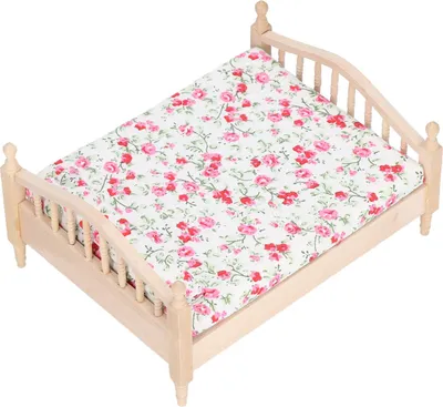 Immagine prodotto di letto matrimoniale mini della casa delle bambole 1:12, realistico, dettagli squisiti, mobili per regali della casa delle bambole