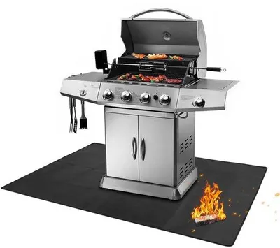 Productafbeelding van Grillmat 193 x 132 cm - Hittebestendige mat - Bestand tegen temperaturen tot 2000 graden - Silicone coating - Beschermt de ondergrond onder de grillplaat