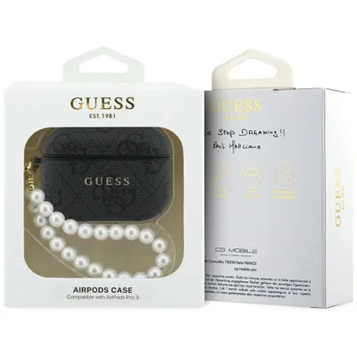 Zdjęcie produktu dla Etui Guess 4G Pearl Strap Do Airpods Pro 3 Czarny