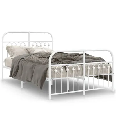 Produktbild von vidaXL Bettgestell mit Kopf- und Fußteil Metall Weiß 120x190 cm