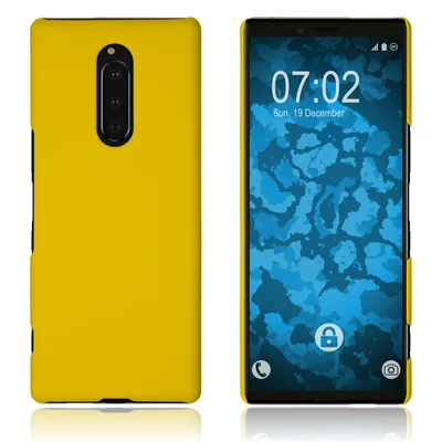 Produktbild von PhoneNatic Case kompatibel mit Sony Xperia 1 - Hülle gelb gummiert Hard-case Cover