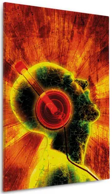 Produktbild von Wallario Premium Leinwandbild Musik mit Kopfhörern in Größe 60 x 90 cm
