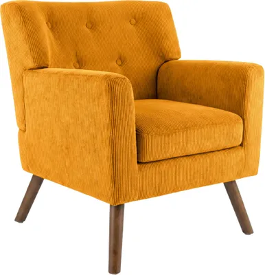 Produktbild von CLP Sessel Kioni mit Cordbezug und Gestell aus Kautschukholz bis 150 kg belastbar orange