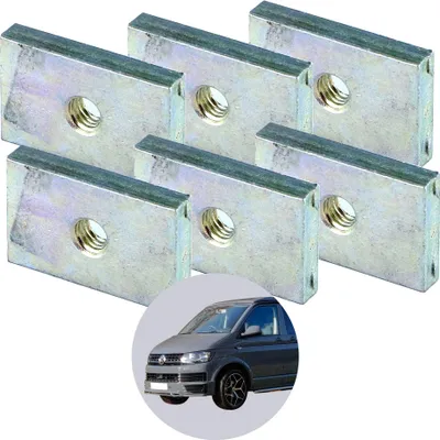 Obrázek produktu pro 040 Díly, sada 6 ks ocelových matic do drážky pro VW T5, T6, T6.1 California se závitem M5 – pro lištu s lemovkou