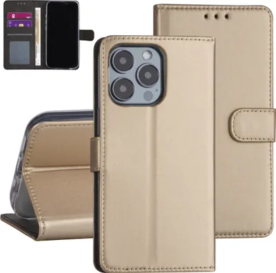 Zdjęcie produktu dla Etui na iPhone'a 13 Pro – etui typu portfel z magnesem i przegródką na karty, kolor złoty