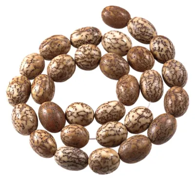 1 Strang Buddhismus Bodhi mala Holz Perlen, rauchig 13~15x11~12mm, ca. 27 Stk