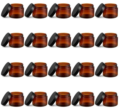 Produktbild von Vorratsdosen 120 ml mit Schraubdeckel Aufbewahrungsdosen Gewürzdosen klein, Kunststoff rund bernsteinfarben, Cremedosen, 20 Stück