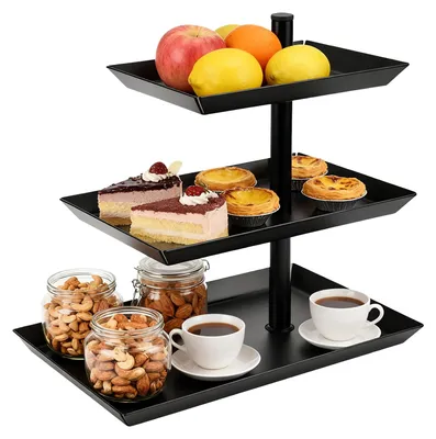 Etagère 3 Etagen, 360° drehbar, schwarz, Metall, 24,8x16x26,3 cm