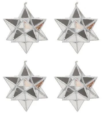 Produktbild von Weihnachtskugeln-Set aus Kunststoff, Sterne, 4er-Set, Ø 7,5 cm