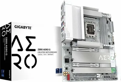 Produktbild von GIGABYTE Z890 AERO G Mainboard - Unterstützt Intel Core Ultra (Serie 2) CPUs, 16+1+2 Phasen VRM, bis zu 8800MHz DDR5 (OC), 1xPCIe 5.0 + 4xPCIe 4.0, Wi-Fi 7, 2.5GbE LAN, Thunderbolt 4, Intel, LGA 1851 (Socket V1), Intel Core Ultra (Series 2), LGA 1851, DDR5-SDRAM, 256 GB