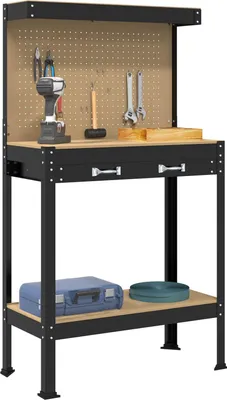 Produktbild von Langlebige Werkbänke mit Schubladen Schwarz 81 x 41 x 145cm Holzwerkstoff - Möbel295481 - Werkbänke