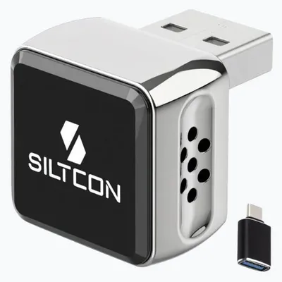 Produktbild von Siltcon® 2-in-1 CarPlay Dongle Silber – Wireless Android Auto Adapter, USB-A/USB-C