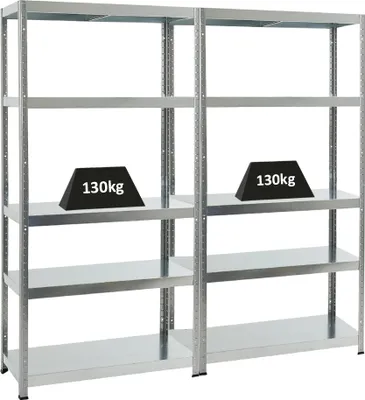 Produktbild von Mega Deal | 2x Schwerlastregal Steel Eagle | HxBxT 180x90x40 cm | Fachlast 130kg | Verzinkt