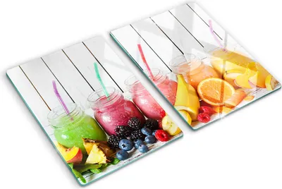 Immagine prodotto di Copertura per piano cottura – Copertura per piano cottura a induzione – Piano di vetro protettivo – 2x40x52 cm – Piani di vetro protettivi per fornelli – Vetro temperato – Cocktail di frutta