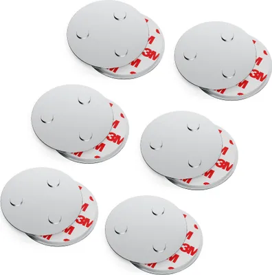 Productafbeelding van conecto Magneetbevestiging, sterke magnetische bevestiging, universeel toepasbaar, magnetisch en met boorgat, geschikt voor rookmelders, 60 mm, set van 6