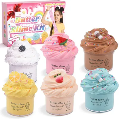 Image de Kit de fabrication de slime pour enfants - Coffret de 6 - Jouet de création de slime parfumé pour filles et garçons de 3, 4, 5, 6, 7, 8, 9, 10, 11 et 12 ans
