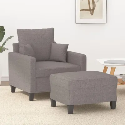 Produktbild von Sessel mit Hocker in Taupe, 60 cm, mit strapazierfähigem Stoffbezug und robustem Gestell für komfortables Sitzen