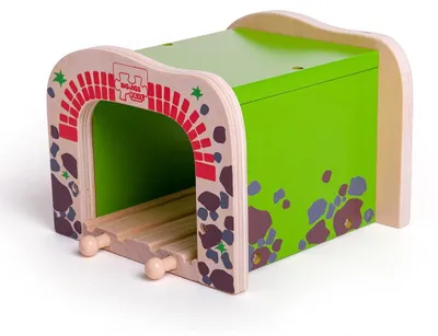 Produktbild von Bigjigs Rail, Doppeltunnel, Holzspielzeug, Zug-Set, Zugtunnel, Holzeisenbahn-Zubehör, Bigjigs Zubehör, Zugspielzeug, Zugtunnel für Kinder