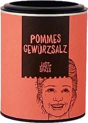 A can of spice with a drawing of a woman's face.
