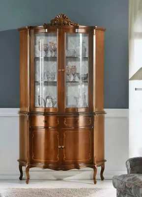 Produktbild von Holzvitrine Hochwertige Luxus Vitrine Schrank klassisches Design Möbel braun