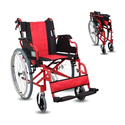 Productafbeelding van Mobiclinic: Opvouwbare rolstoel, inklapbare rolstoel voor ouderen en mensen met een beperking. Zelfrijdende, orthopedische rolstoel. Lichtgewicht aluminium model