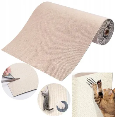 Produktbild von Selbstklebende Kratzmatte für Katzen 200x40 cm – Beigefarben, Möbelschutz, zuschneidbar