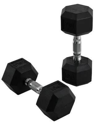 Obrázek produktu pro HOMCOM, hexagonální krátké činky z litiny, s vroubkovanou rukojetí, 2 kusy po 10 kg